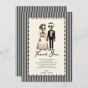 Cartoon Skeleton Bride + Groom Wedding Thank You Invitation