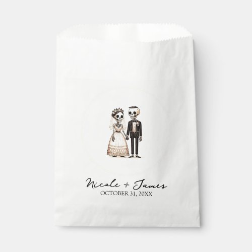 Cartoon Skeleton Bride  Groom Whimsical Wedding Favor Bag