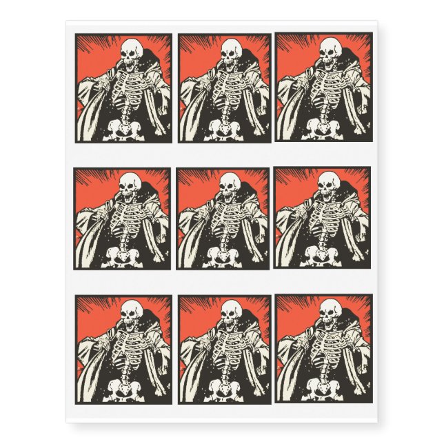 Cartoon skeleton temporary tattoos (Front)