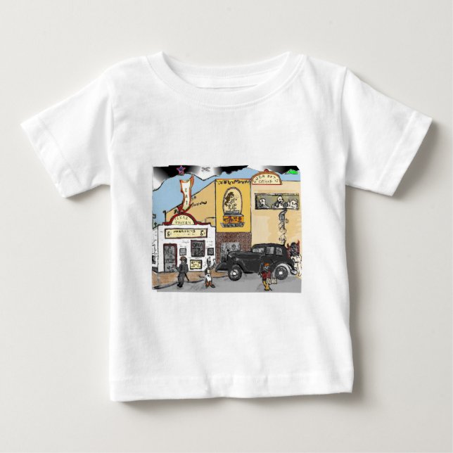 Cartoon Sketch of Roanoke's Landmark Texas Tavern Baby T-Shirt (Front)