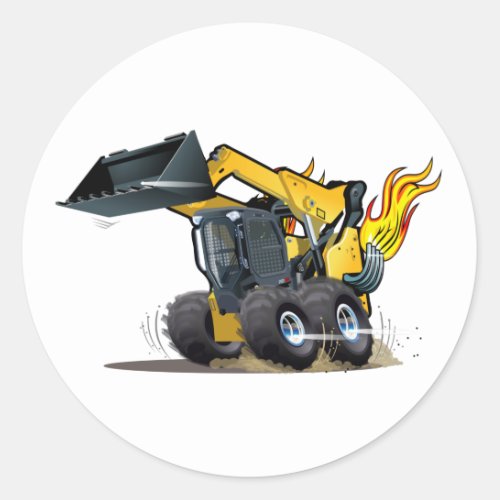 Cartoon skid steer classic round sticker