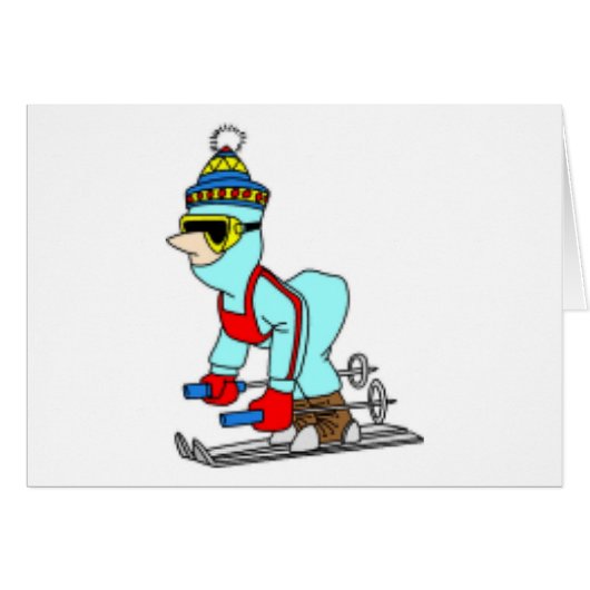 Cartoon Skier Cards (Front Horizontal)