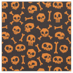 Cartoon Skull and Crossbones Pumpkin Fabric