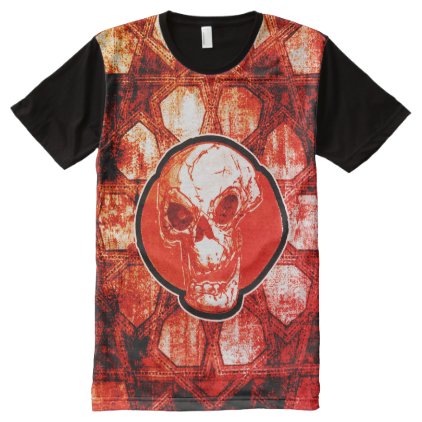 cartoon skull and traditional turkish tile design All-Over-Print shirt