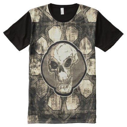 cartoon skull and traditional turkish tile design All-Over-Print T-Shirt