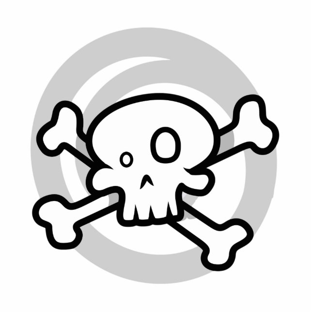 Cartoon Skull & Cross Bones Swirl Cutout (Front)