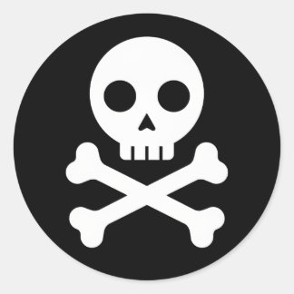 Cartoon Skull & Crossbones Classic Round Sticker