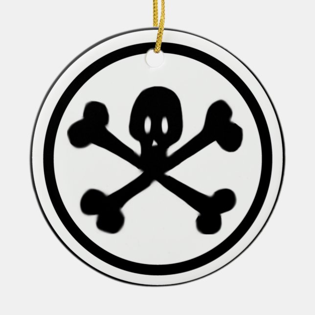 Cartoon Skull & Crossbones Logo Ceramic Ornament (Front)
