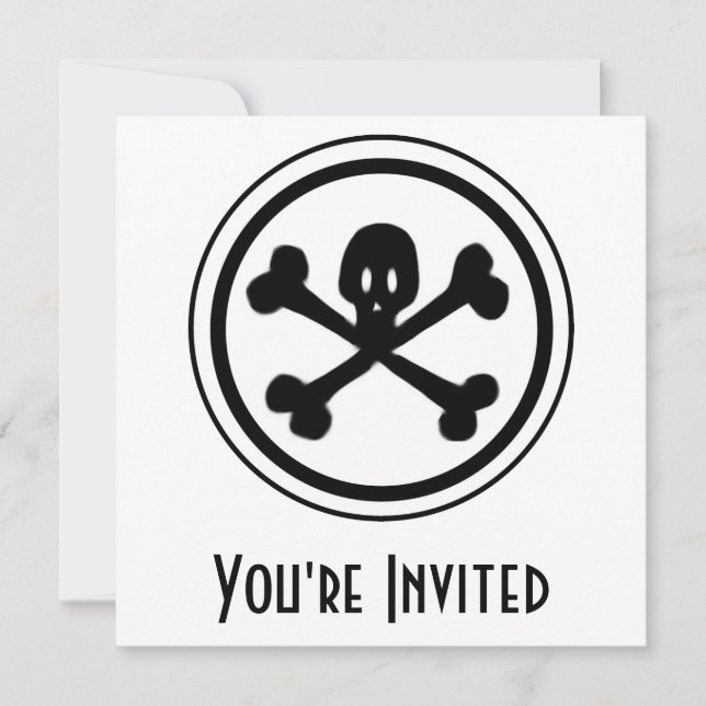 Cartoon Skull & Crossbones Logo Invitation (Front)