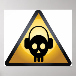 Cartoon Skull DJ Poster