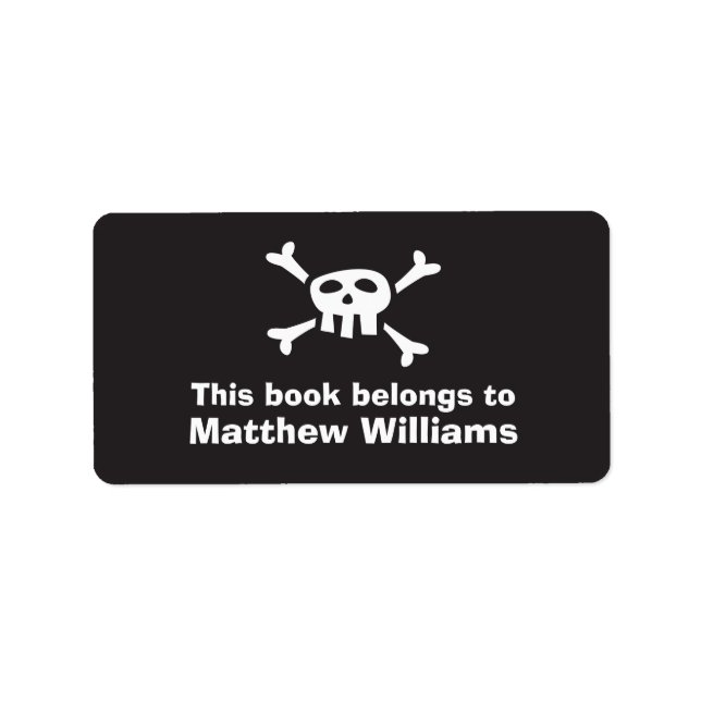 Cartoon skull pirate flag bookplate book plates (Front)