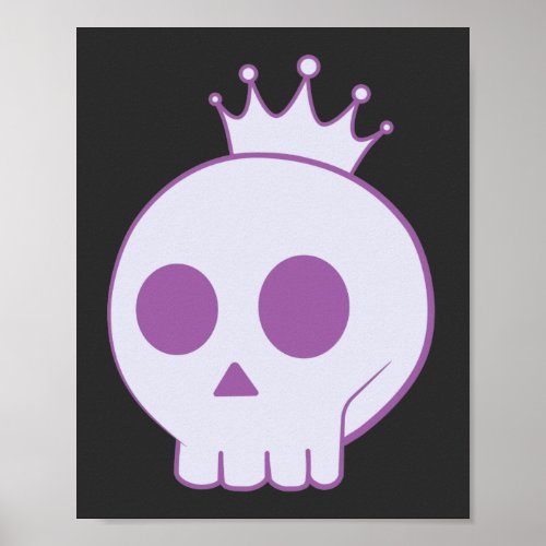 cartoon skull with crown design poster