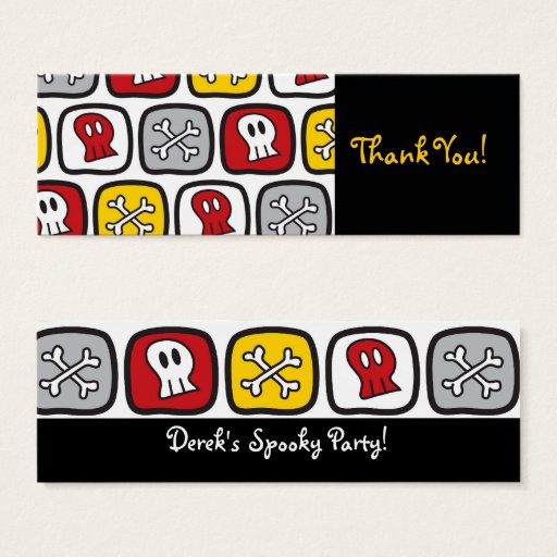 Customizable Cartoon Skulls and Bones Thank You Gift Favor Tag Business Cards