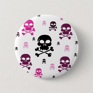 Cartoon Skulls Collage - Pink Button