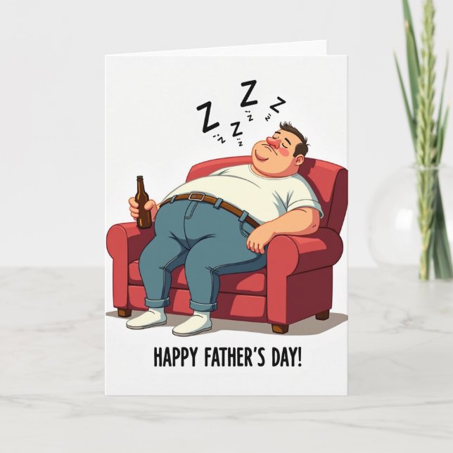 Cartoon Sleeping Fathers Day Card (Front)