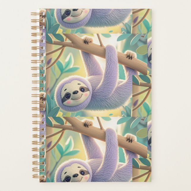 Cartoon sloth hanging upside-down from a branch  planner (Front)