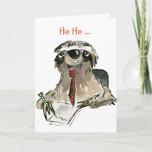 Cartoon Sloth Holiday Greeting Card (Front)
