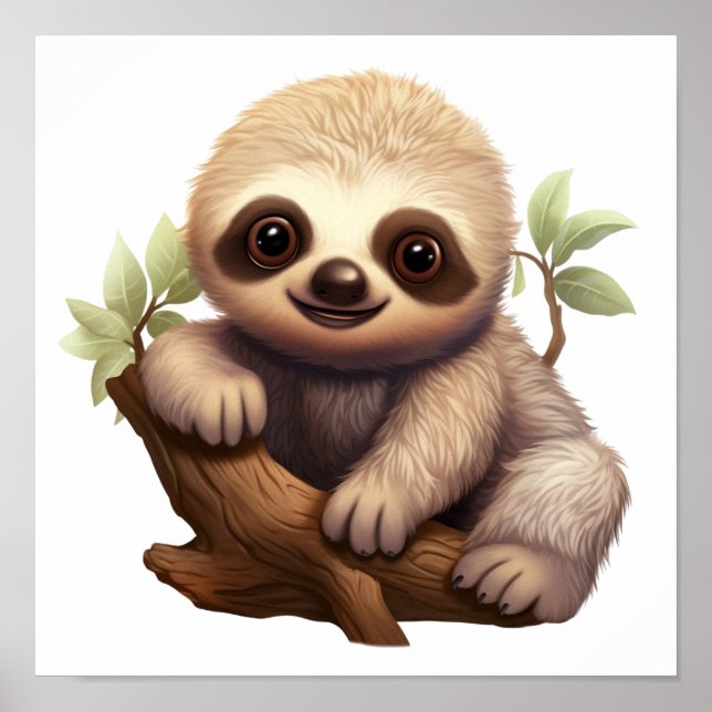 Cartoon sloth illustration poster (Front)