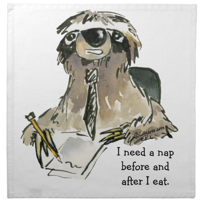 Cartoon Sloth Nap Time Napkin (Front)