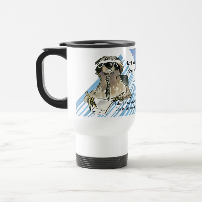 Cartoon Sloth Nap Time Travel Mug (Left)