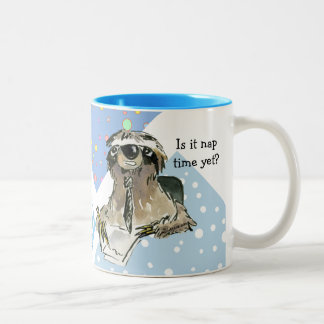 Cartoon Sloth Nap Time Two-Tone Coffee Mug