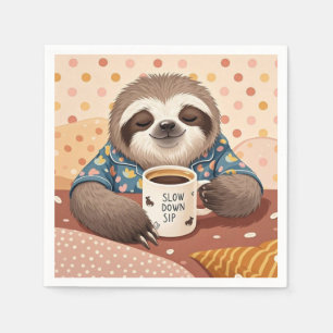 Cartoon sloth with exaggerated sleepy eyes  napkins