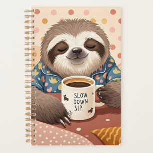 Cartoon sloth with exaggerated sleepy eyes  planner