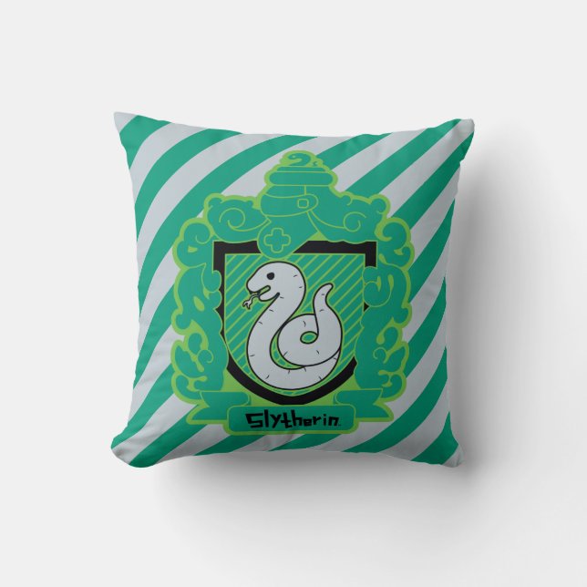 Cartoon Slytherin Crest Throw Pillow (Front)