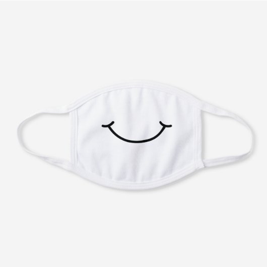 Cartoon Smile White Cotton Face Mask (Front)
