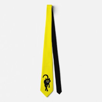 Cartoon Smiling Black Cat Tie by PugWiggles at Zazzle