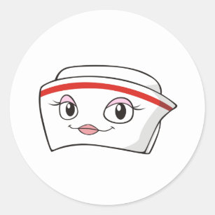Cartoon Smiling Nurse Hats Classic Round Sticker