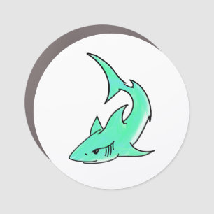 cartoon smiling shark mint blue green ocean animal car magnet