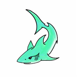 cartoon smiling shark mint blue green ocean animal cutout