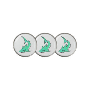 cartoon smiling shark mint blue green ocean animal golf ball marker