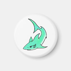 cartoon smiling shark mint blue green ocean animal magnet