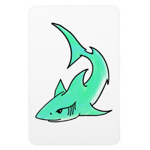 cartoon smiling shark mint blue green ocean animal magnet