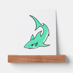 cartoon smiling shark mint blue green ocean animal picture ledge