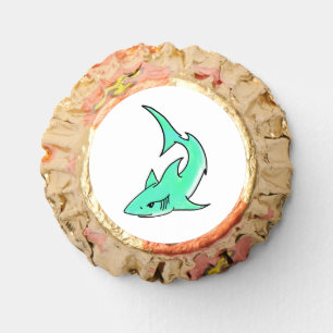 cartoon smiling shark mint blue green ocean animal reese's peanut butter cups