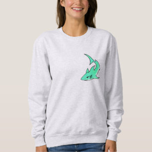 cartoon smiling shark mint blue green ocean animal sweatshirt