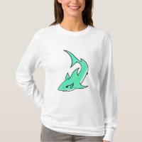 cartoon smiling shark mint blue green ocean animal