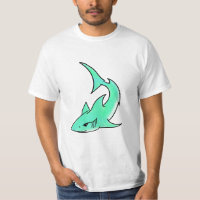 cartoon smiling shark mint blue green ocean animal