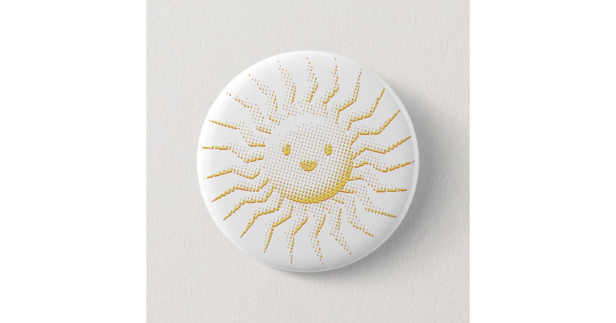 Cartoon Smiling Sun Face Button | Zazzle