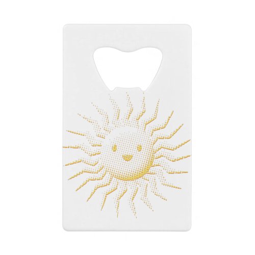 Cartoon Smiling Sun Face Credit Card Bottle Opener