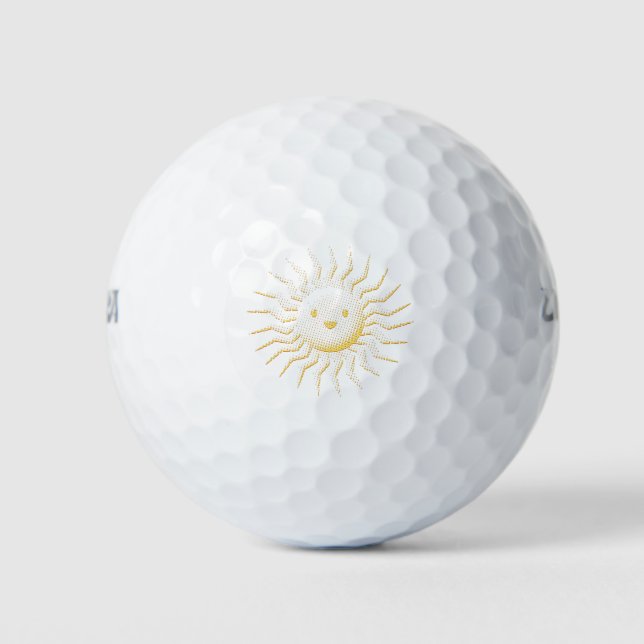 Cartoon Smiling Sun Face Golf Balls (Front)