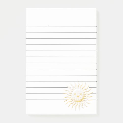 Cartoon Smiling Sun Face Lined Post_it Notes