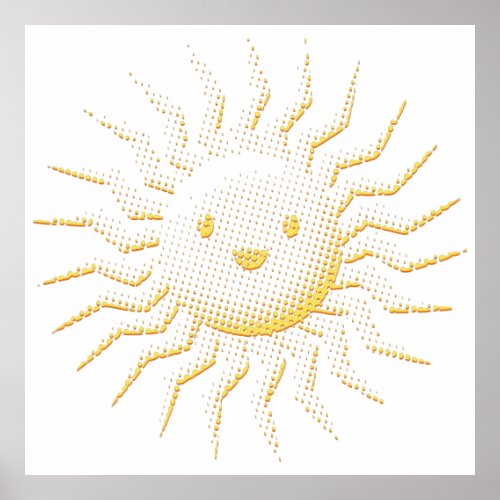 Cartoon Smiling Sun Face Poster