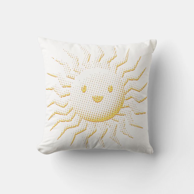 Cartoon Smiling Sun Face Throw Pillow (Front)