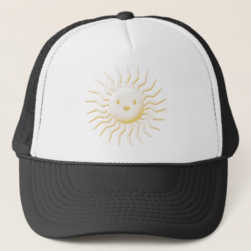 Cartoon Smiling Sun Face Trucker Hat