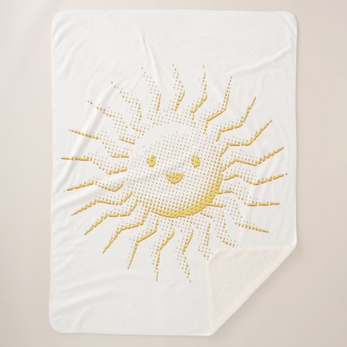 Cartoon Smiling Sun Face Zazzle HEART Tote Bag Sherpa Blanket