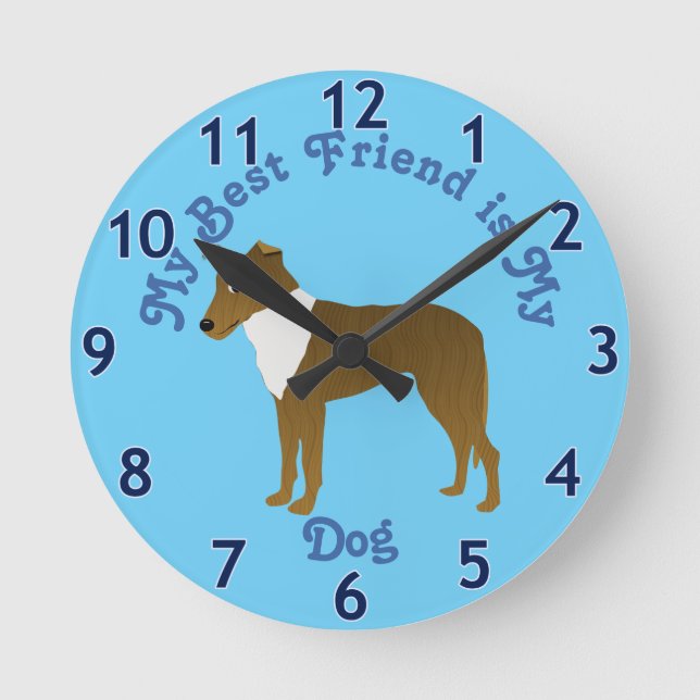 Cartoon Smooth Collie Sable Round Clock (Front)